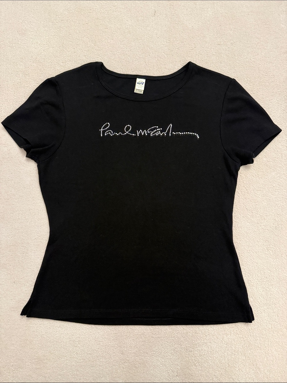 Paul mcCartney vintage Y2K 2000s fitted kavio t shirt fitted size XL baby tee